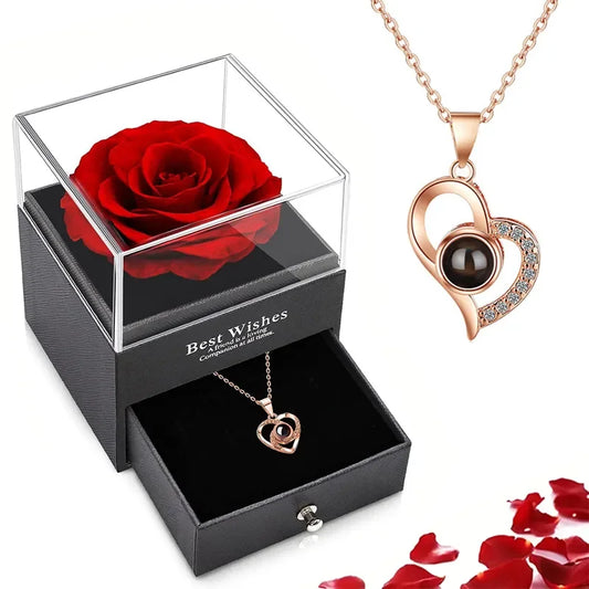 Cupid's Love Box of Rose & Necklace